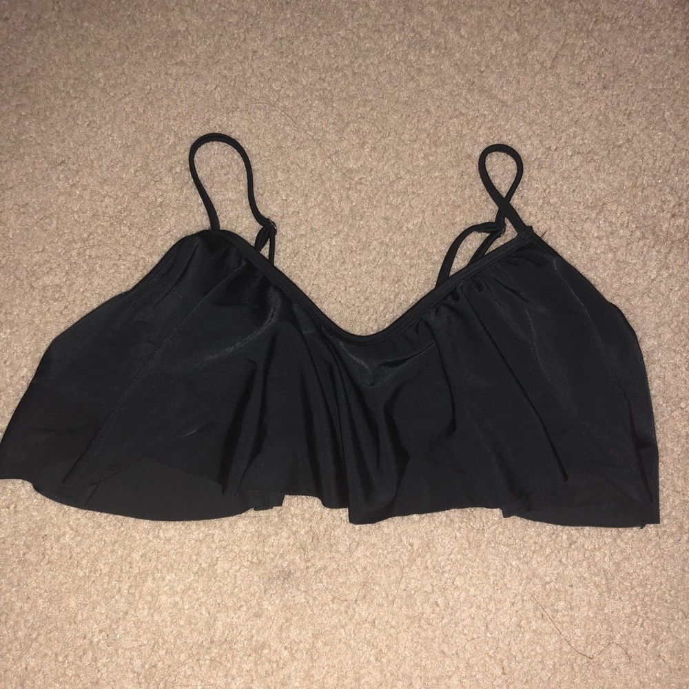 Hollister Black Ruffle Swim Top